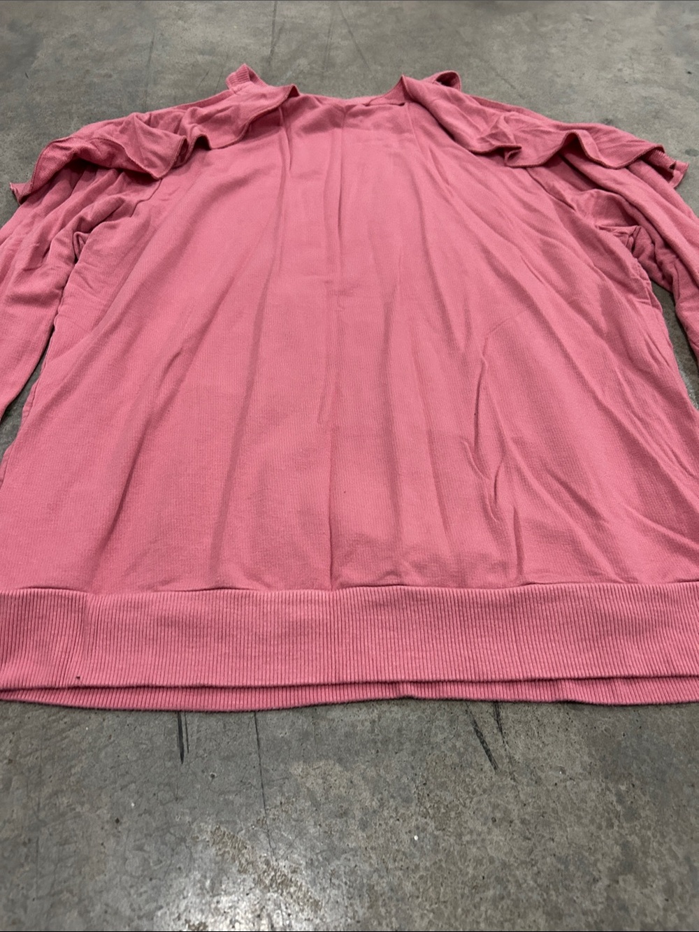 Express Pink Cold-Shoulder Ruffle Sweatshirt - Picture 8 of 8
